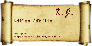 Kósa Júlia névjegykártya