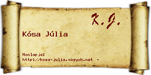 Kósa Júlia névjegykártya
